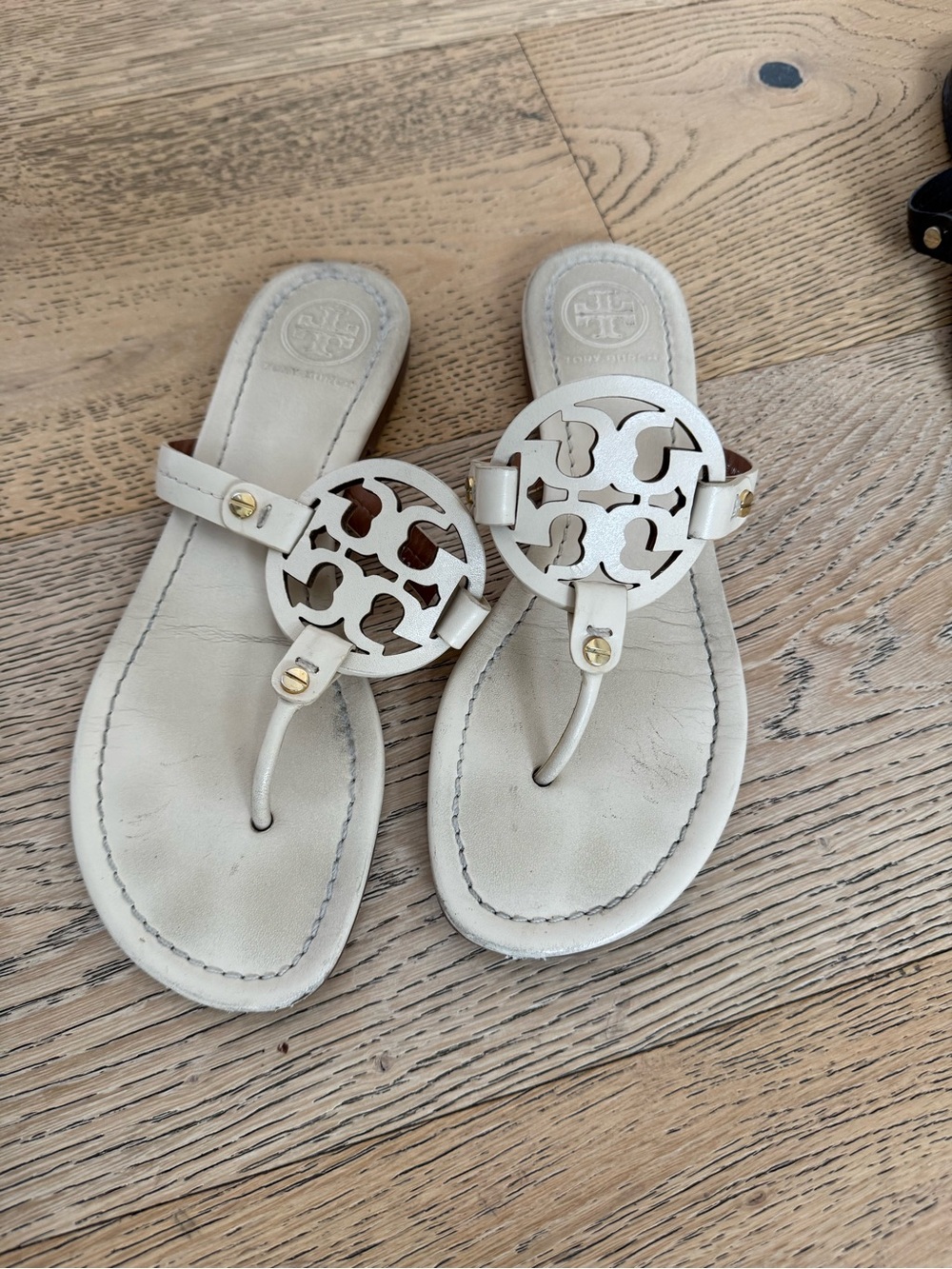 Tory Burch Off-White Miller Leather Sandals